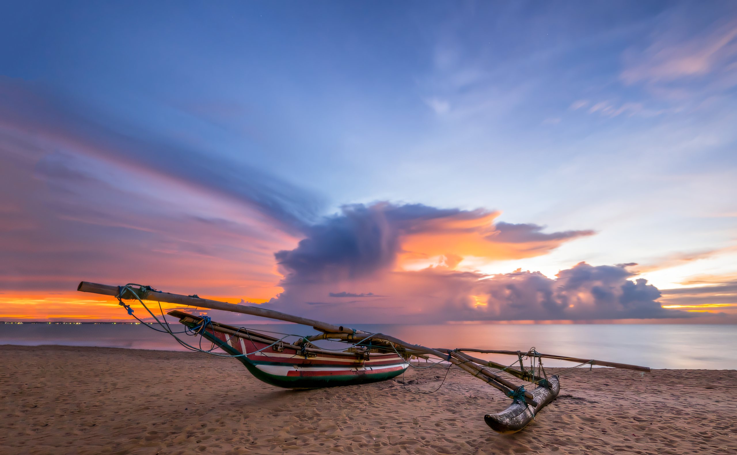 Outrigger canoe at dusk, Negombo