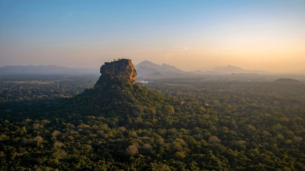 Sigiriya rising above the morning mist